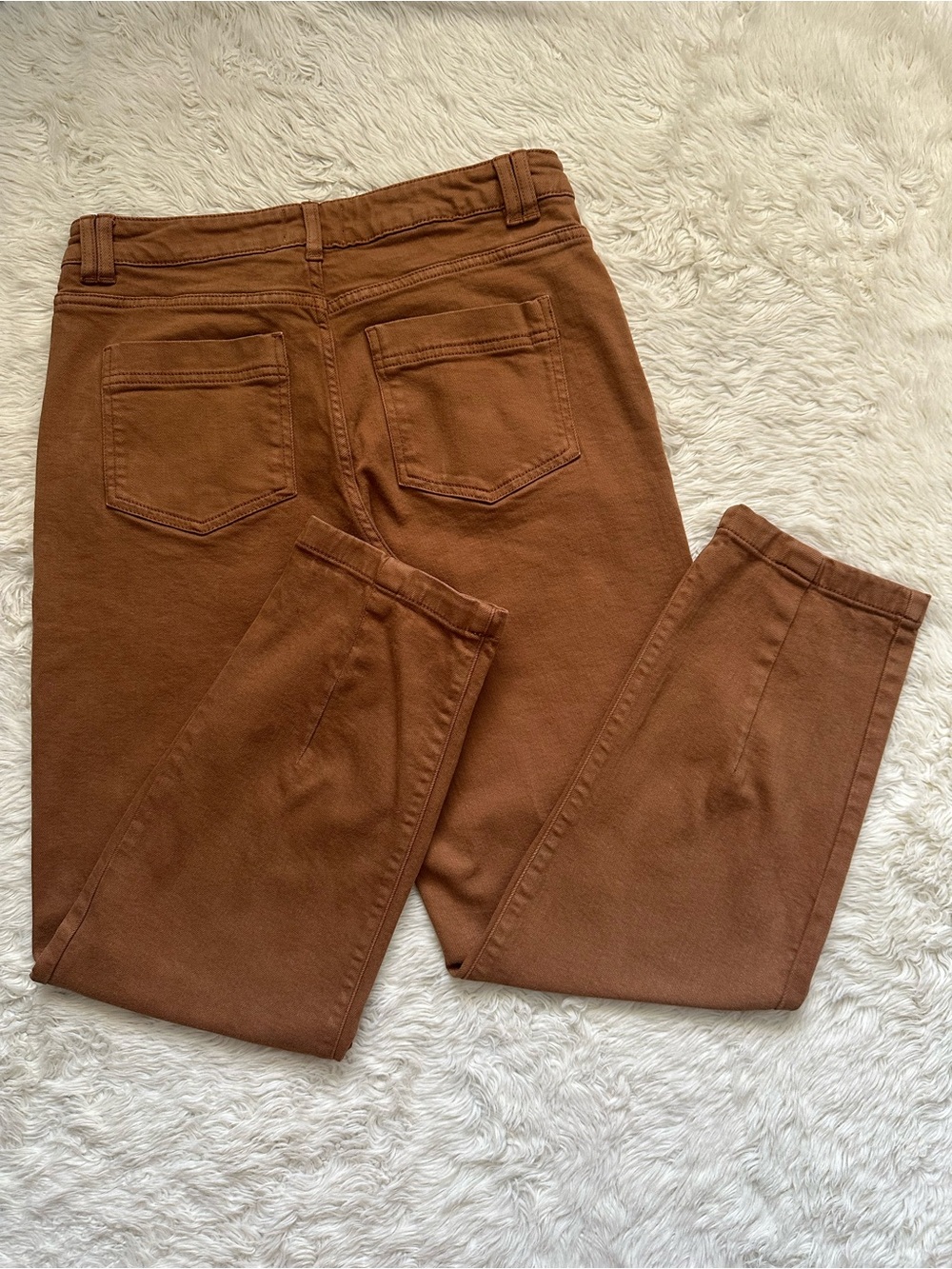 Sezane Pants Manu Trousers Front Pleats Tapered Leg Coffee Brown Sz 38 US 6 - Picture 4 of 15